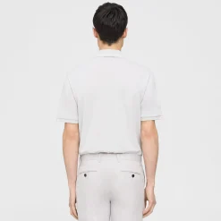 Theory Precise Polo Shirt In Striped Cotton Pique-Men T-shirts + Polos