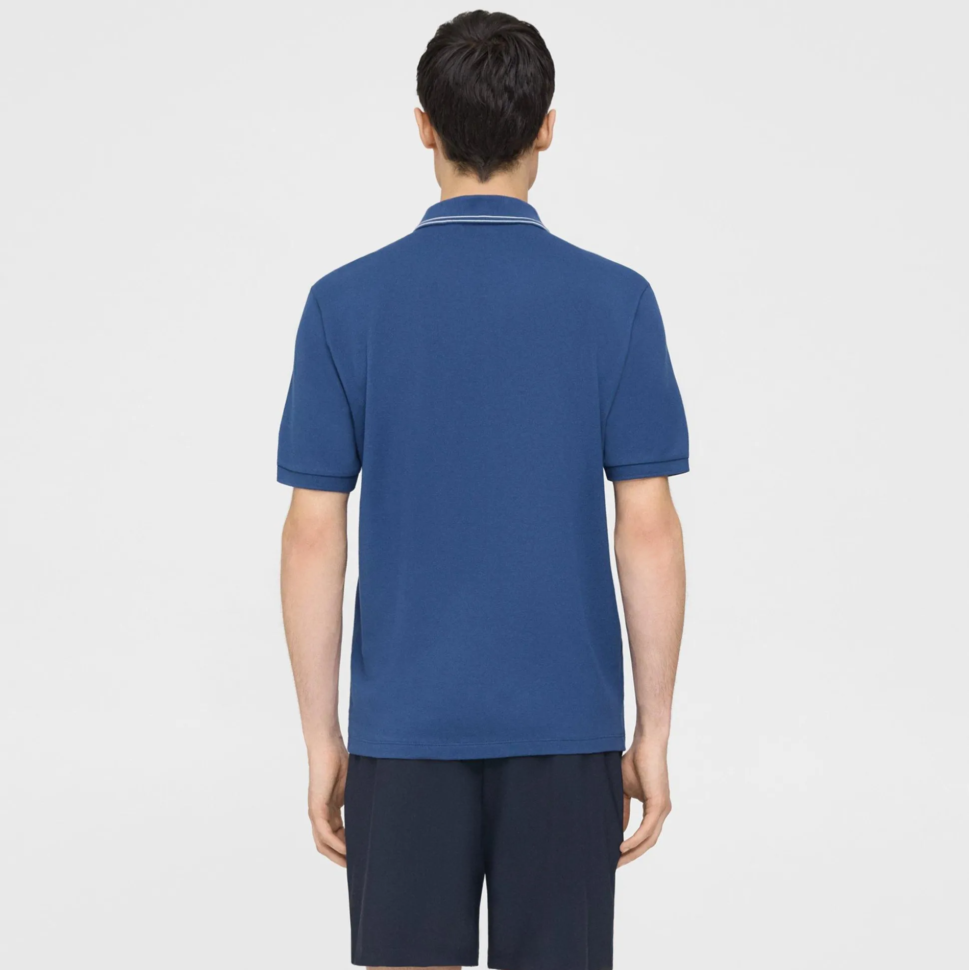 Theory Precise Polo Shirt In Striped Cotton Pique-Men T-shirts + Polos