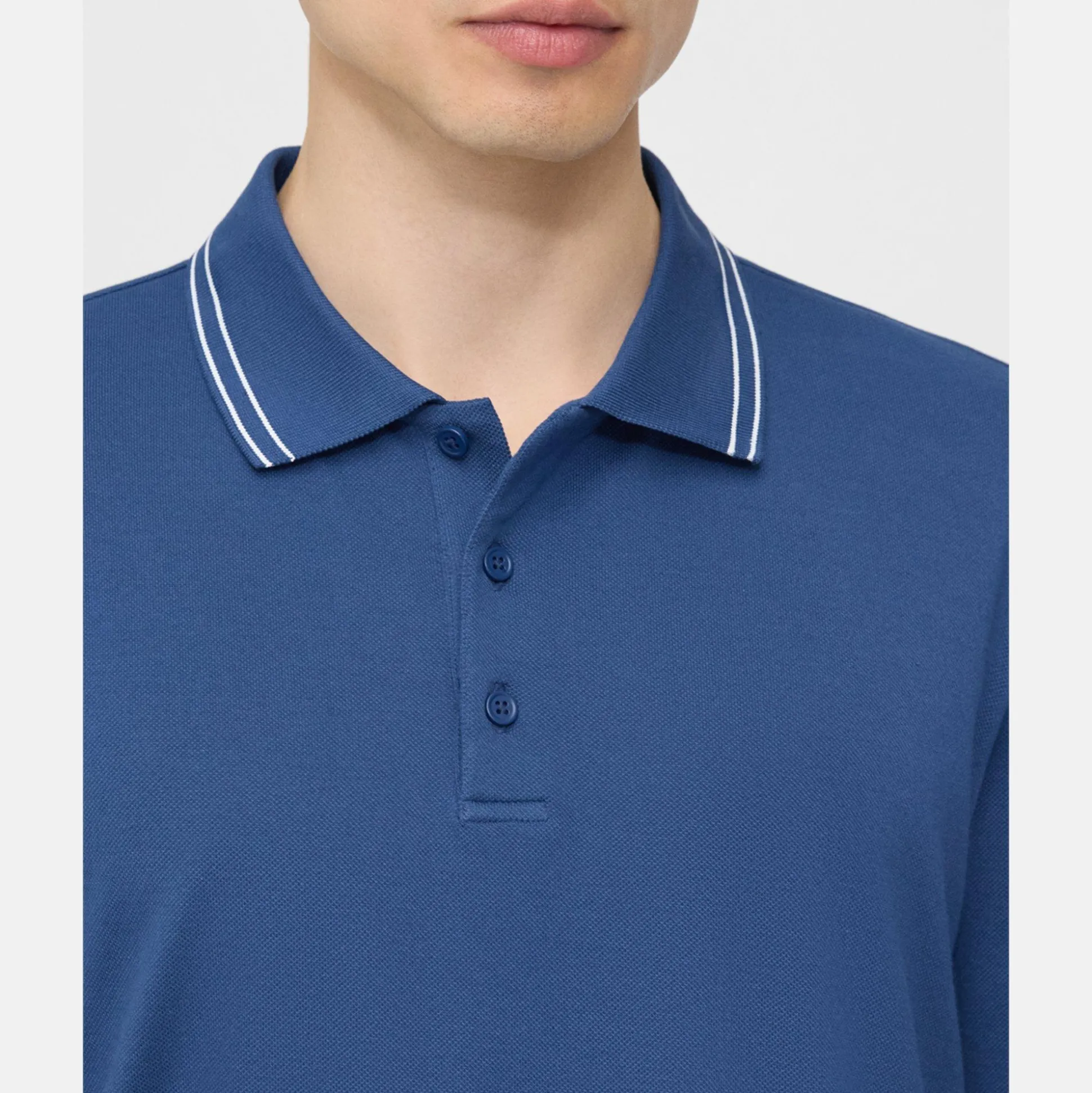 Theory Precise Polo Shirt In Striped Cotton Pique-Men T-shirts + Polos