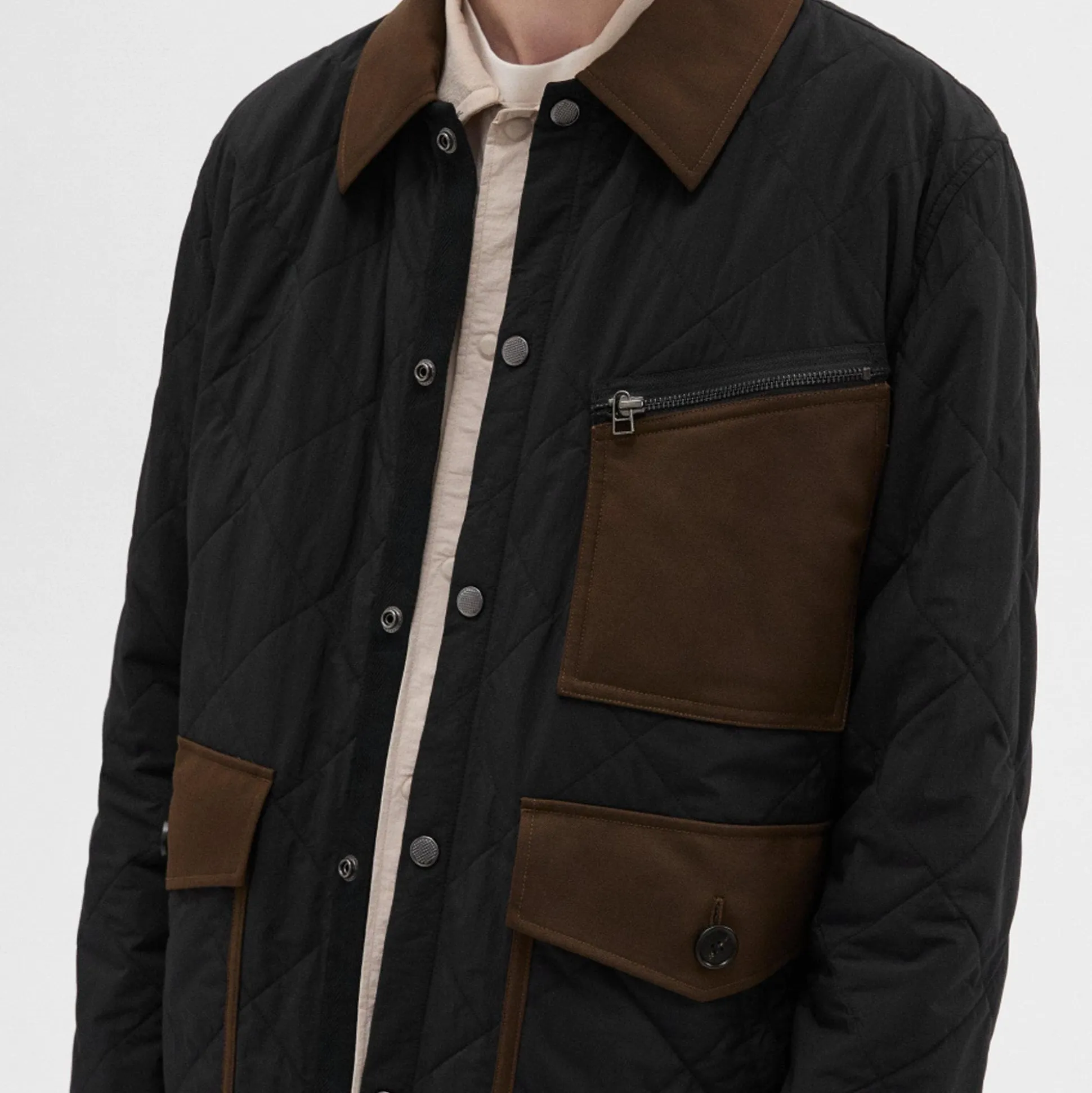 Theory Quilted Feather Nylon Barn Jacket-Men Outerwear