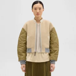 Theory Recycled Poly Reversible Bomber Jacket-Women Outerwear
