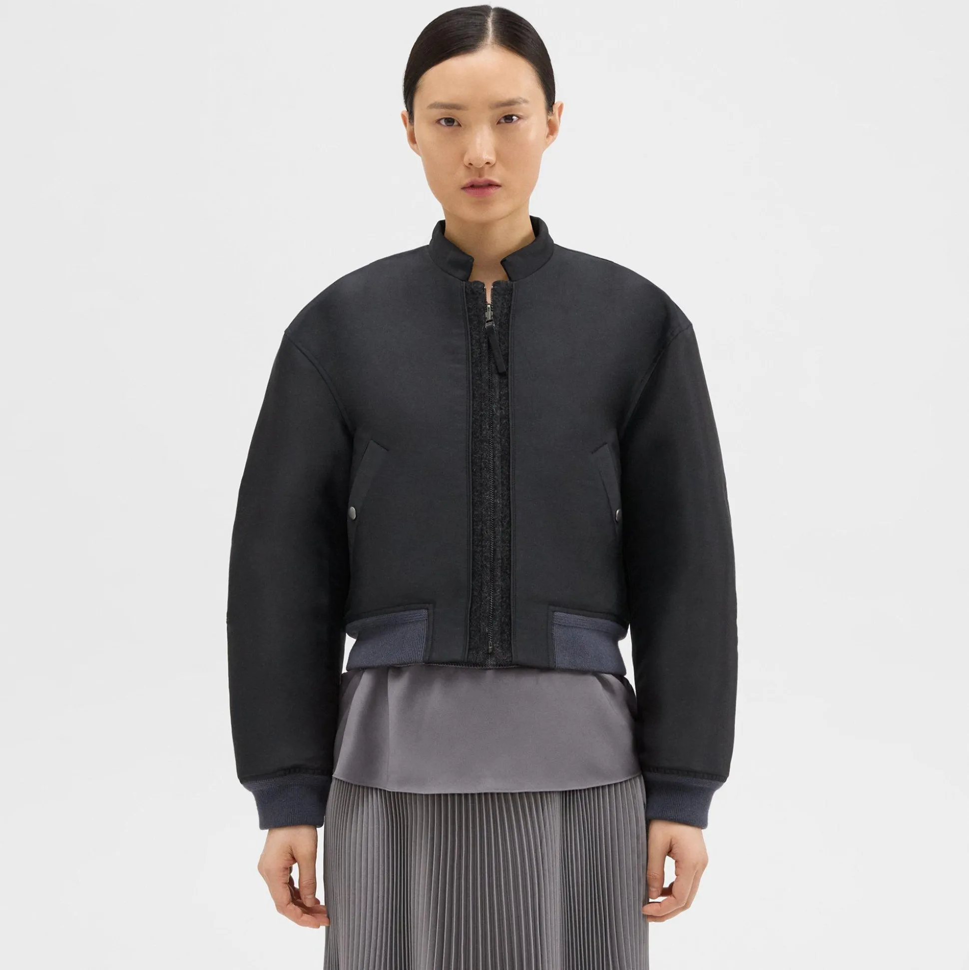 Theory Recycled Poly Reversible Bomber Jacket-Women Outerwear