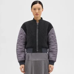 Theory Recycled Poly Reversible Bomber Jacket-Women Outerwear