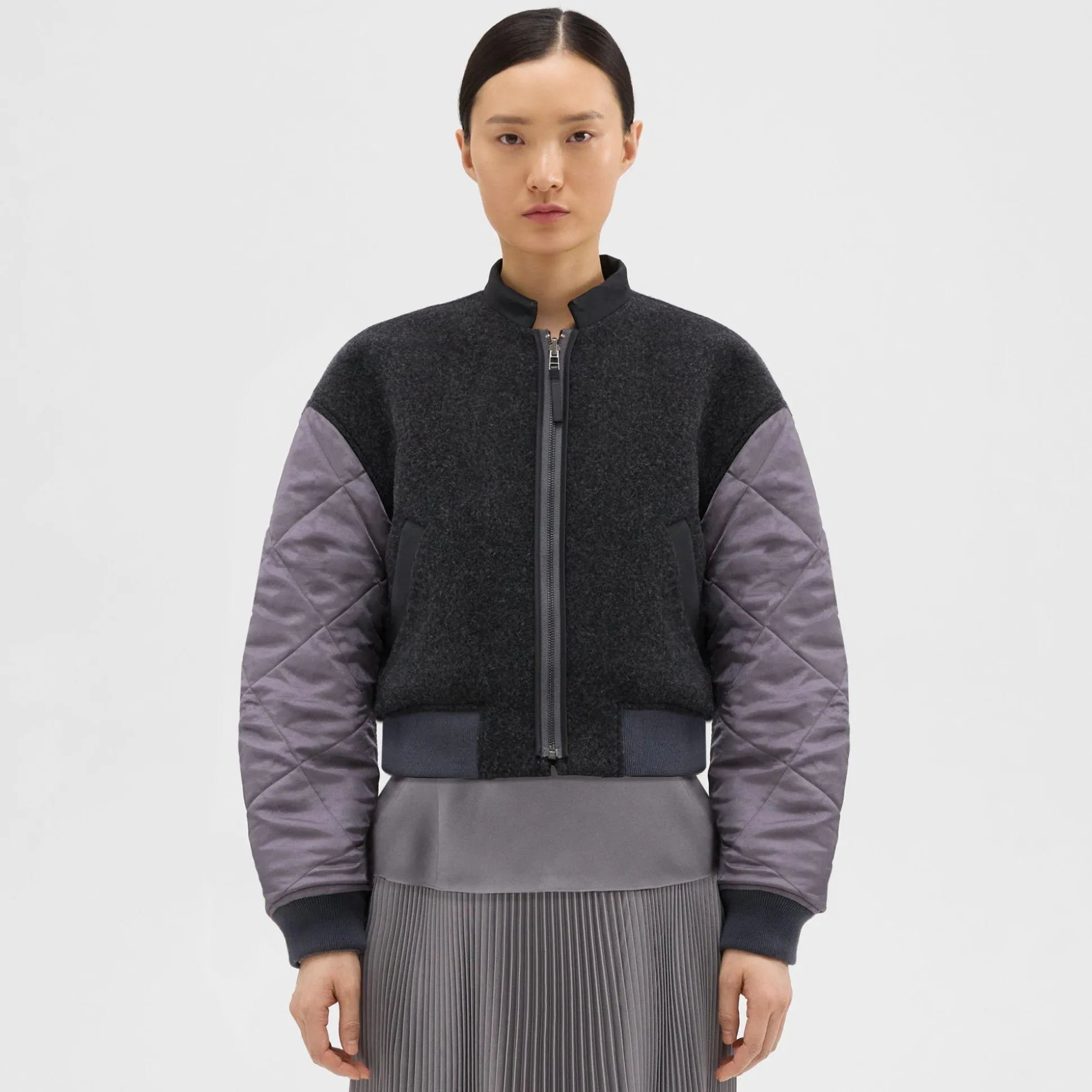 Theory Recycled Poly Reversible Bomber Jacket-Women Outerwear