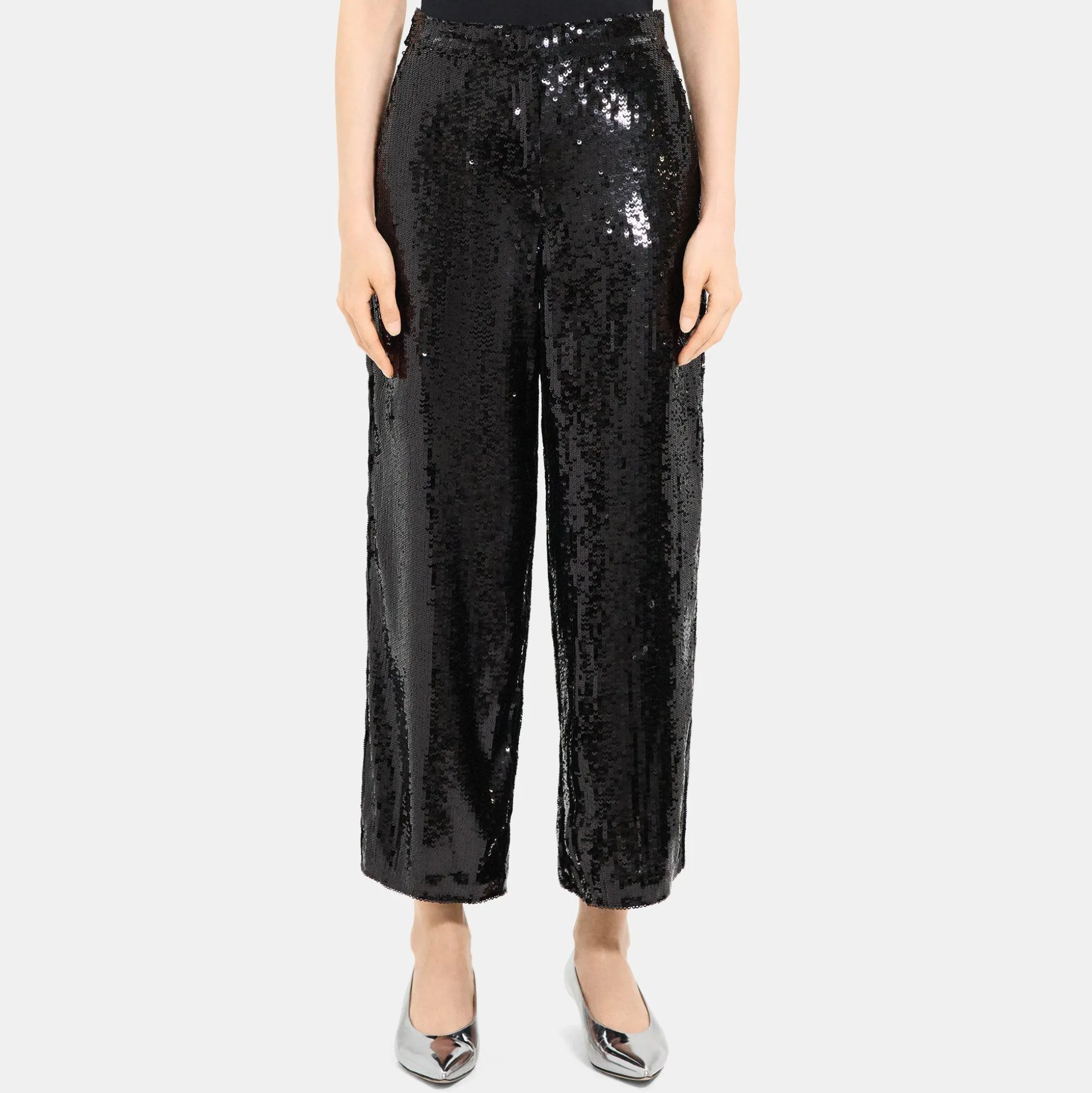 Theory Relaxed Straight Pant In Recycled Sequins-Women Pants