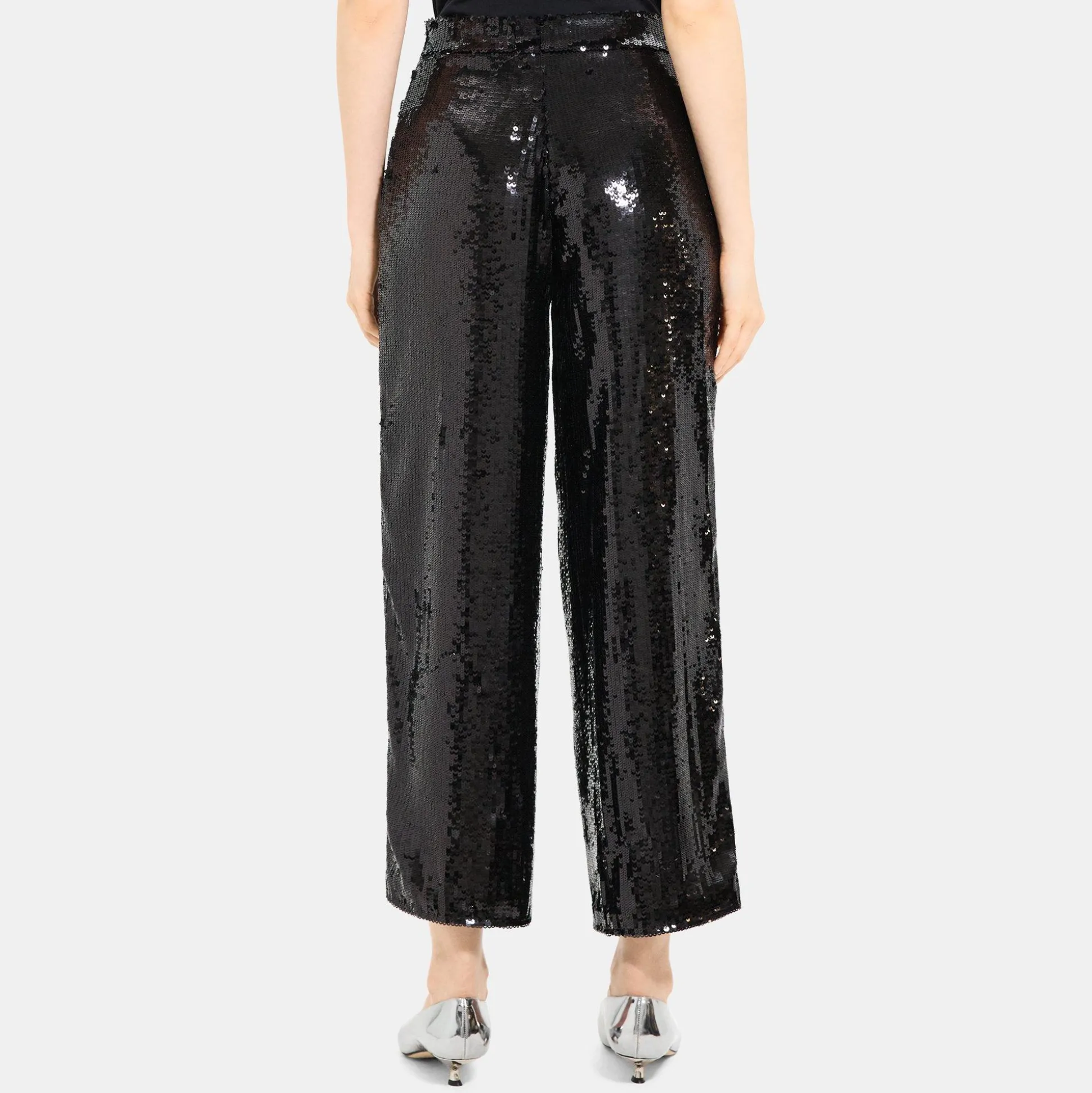 Theory Relaxed Straight Pant In Recycled Sequins-Women Pants