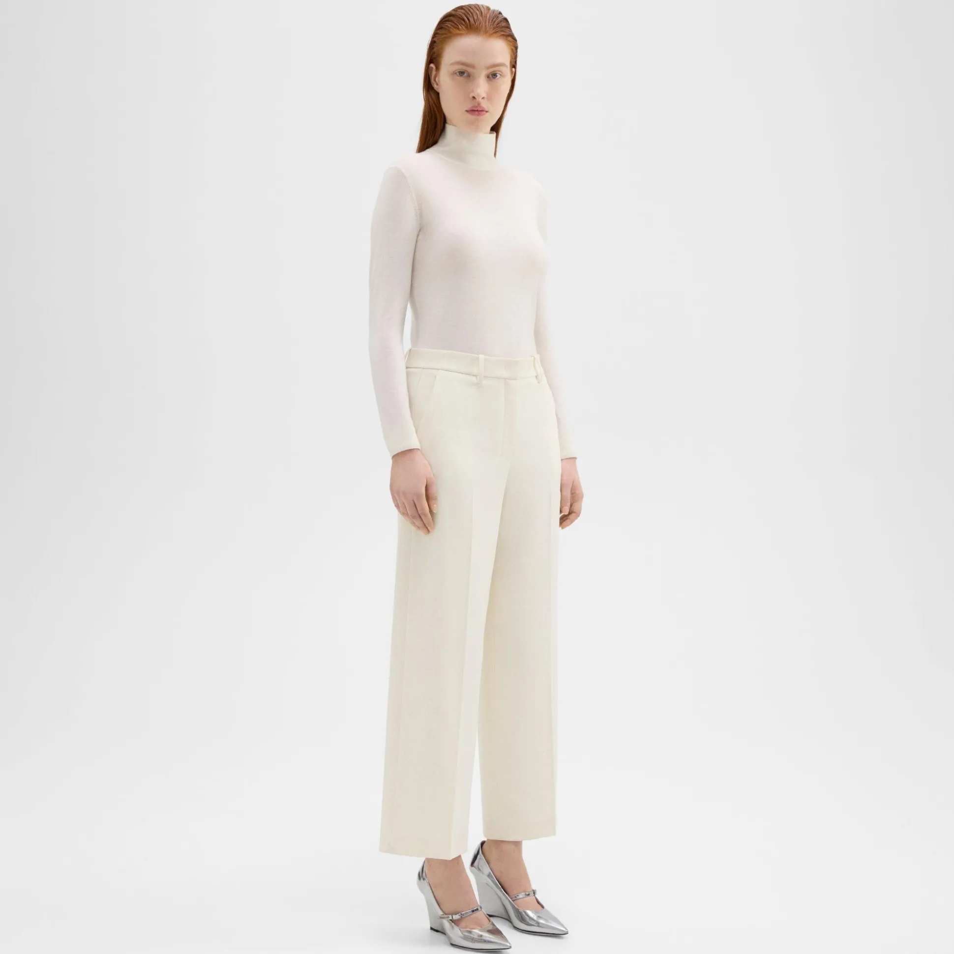 Theory Relaxed Straight Pant In Admiral Crepe-Women Suits|Pants