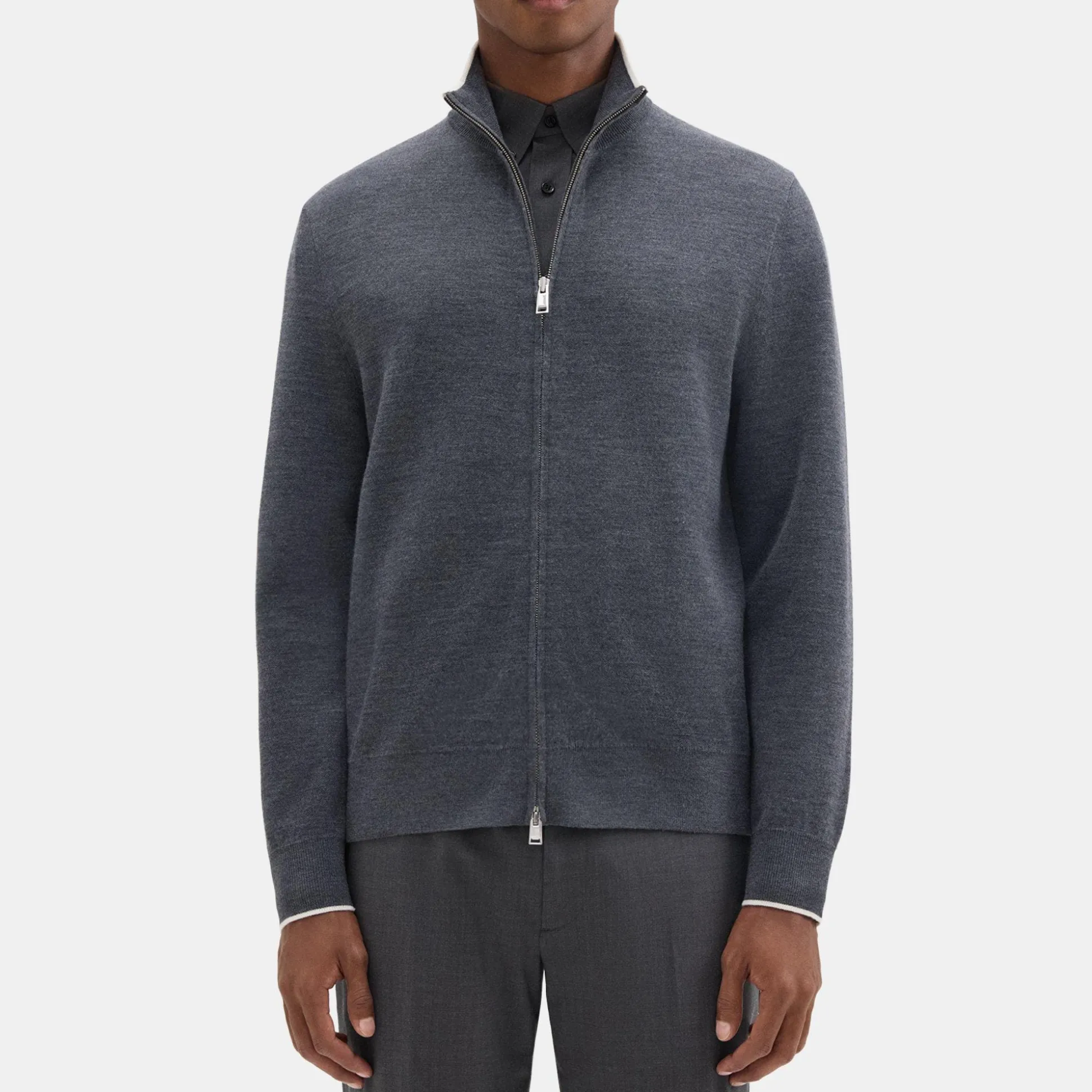 Theory Remi Zip Cardigan In Regal Wool-Men Sweaters + Cardigans