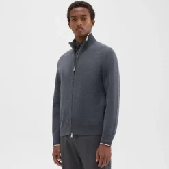 Theory Remi Zip Cardigan In Regal Wool-Men Sweaters + Cardigans