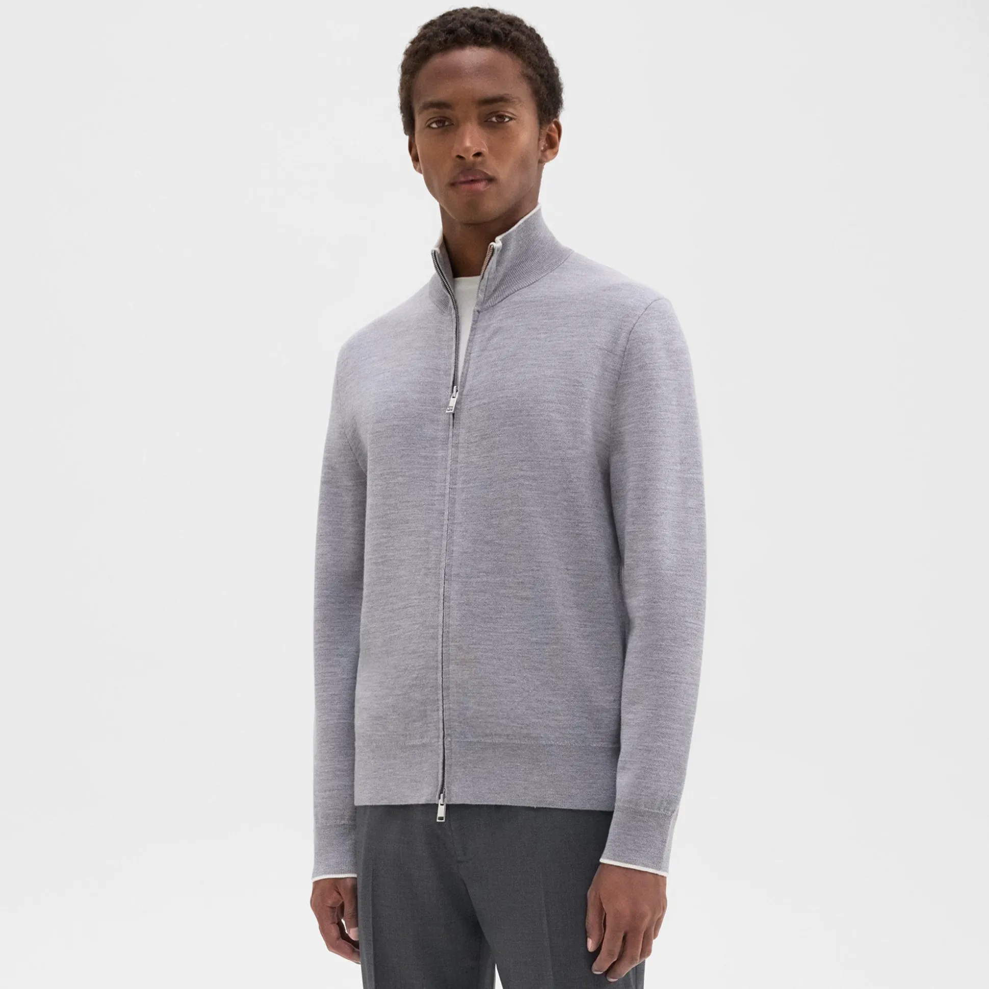 Theory Remi Zip Cardigan In Regal Wool-Men Sweaters + Cardigans