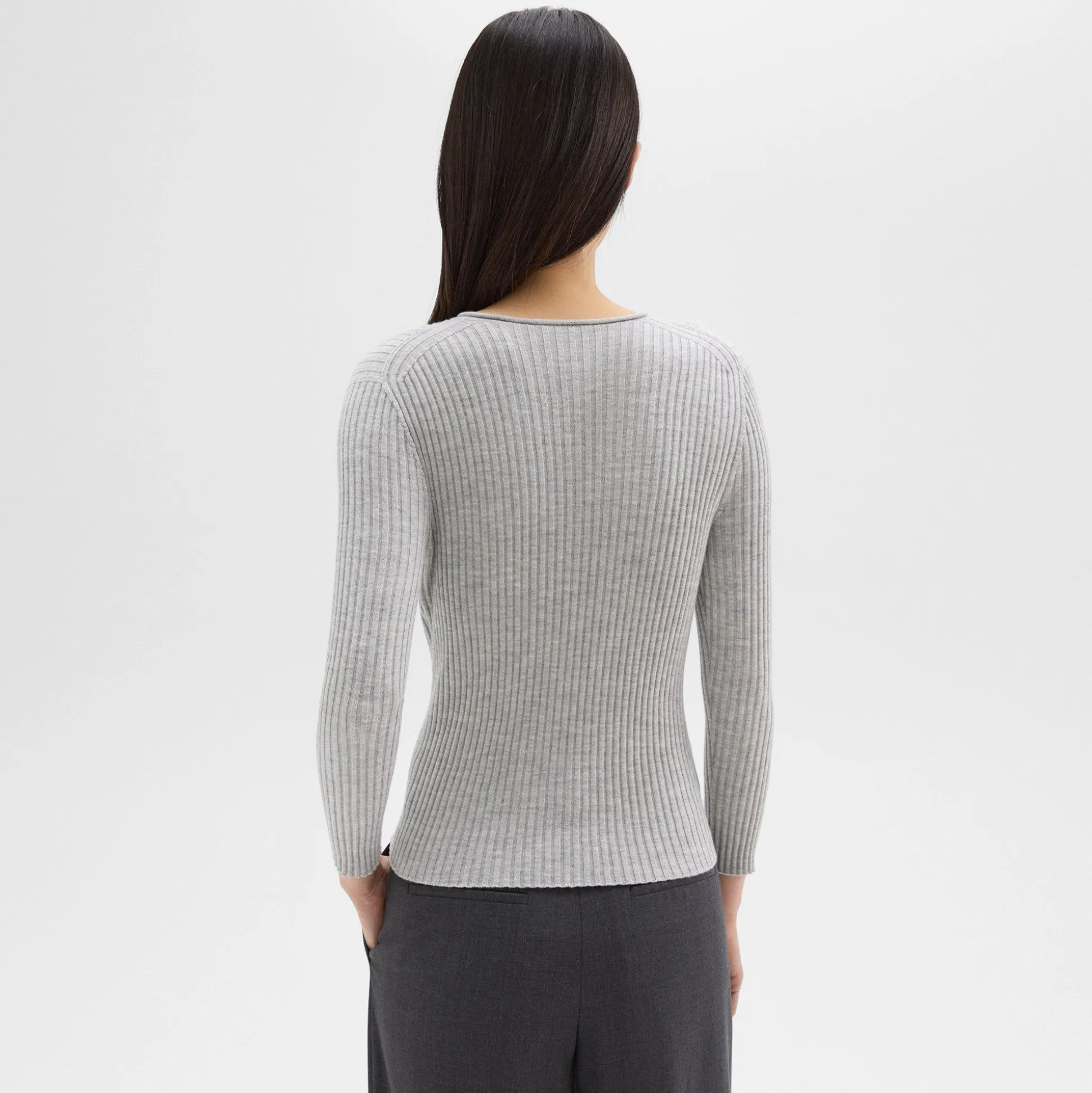 Theory Rib Knit Top In Regal Wool-Women Sweaters + Cardigans