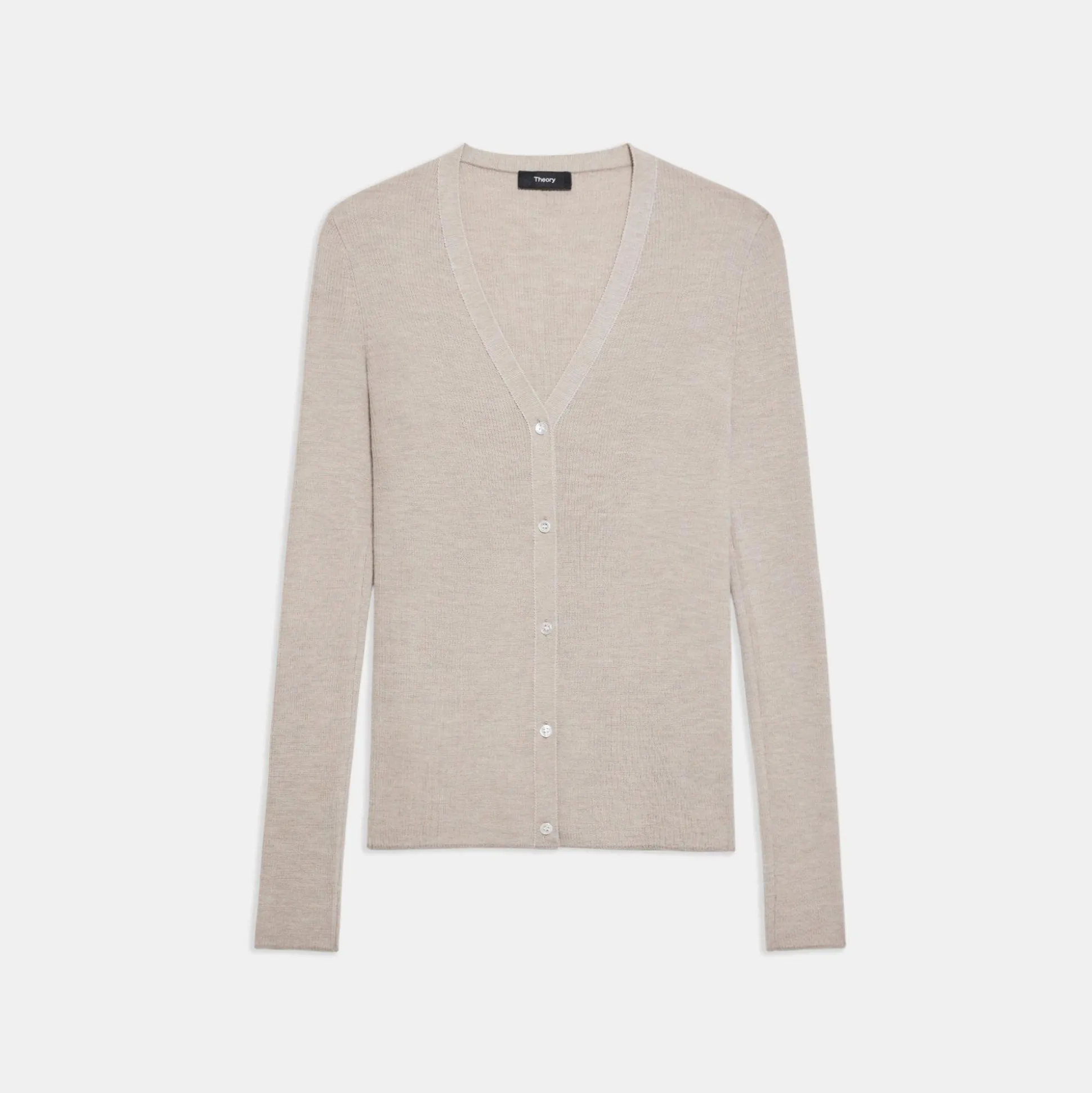 Theory Rib Knit V-Neck Cardigan In Regal Wool-Women Sweaters + Cardigans