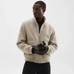 Theory Ribbed Cuff Gloves In Leather-Men Accessories