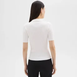 Theory Ribbed Polo In Crepe Knit-Women Sweaters + Cardigans