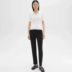 Theory Ribbed Polo In Crepe Knit-Women Sweaters + Cardigans