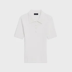 Theory Ribbed Polo In Crepe Knit-Women Sweaters + Cardigans