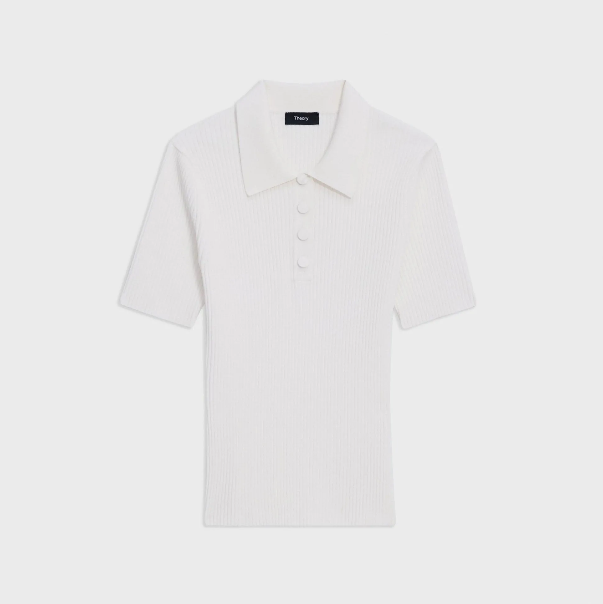 Theory Ribbed Polo In Crepe Knit-Women Sweaters + Cardigans