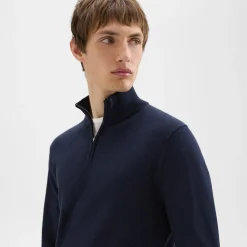 Theory Riland Quarter-Zip Sweater In Light Bilen-Men Sweaters + Cardigans