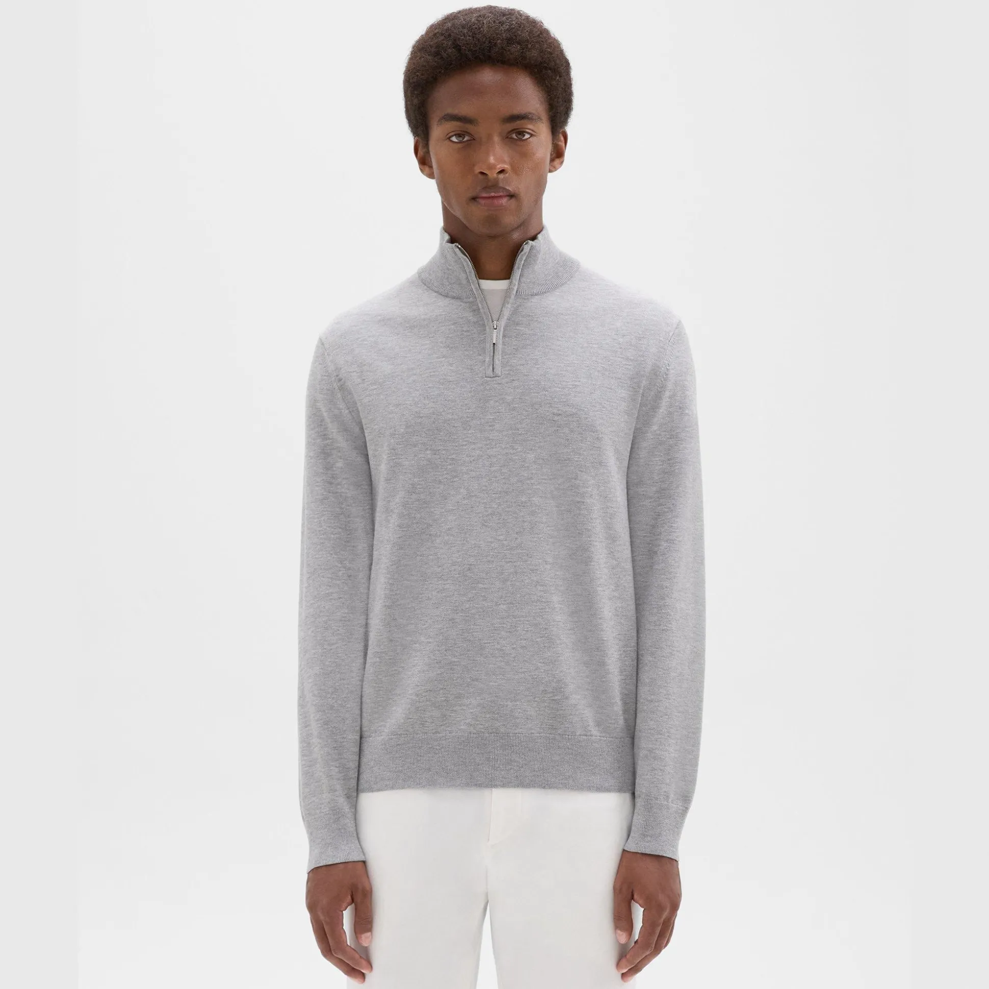 Theory Riland Quarter-Zip Sweater In Light Bilen-Men Sweaters + Cardigans