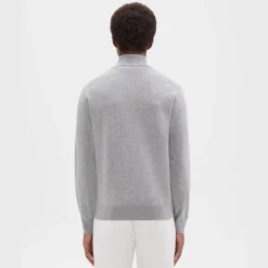 Theory Riland Quarter-Zip Sweater In Light Bilen-Men Sweaters + Cardigans