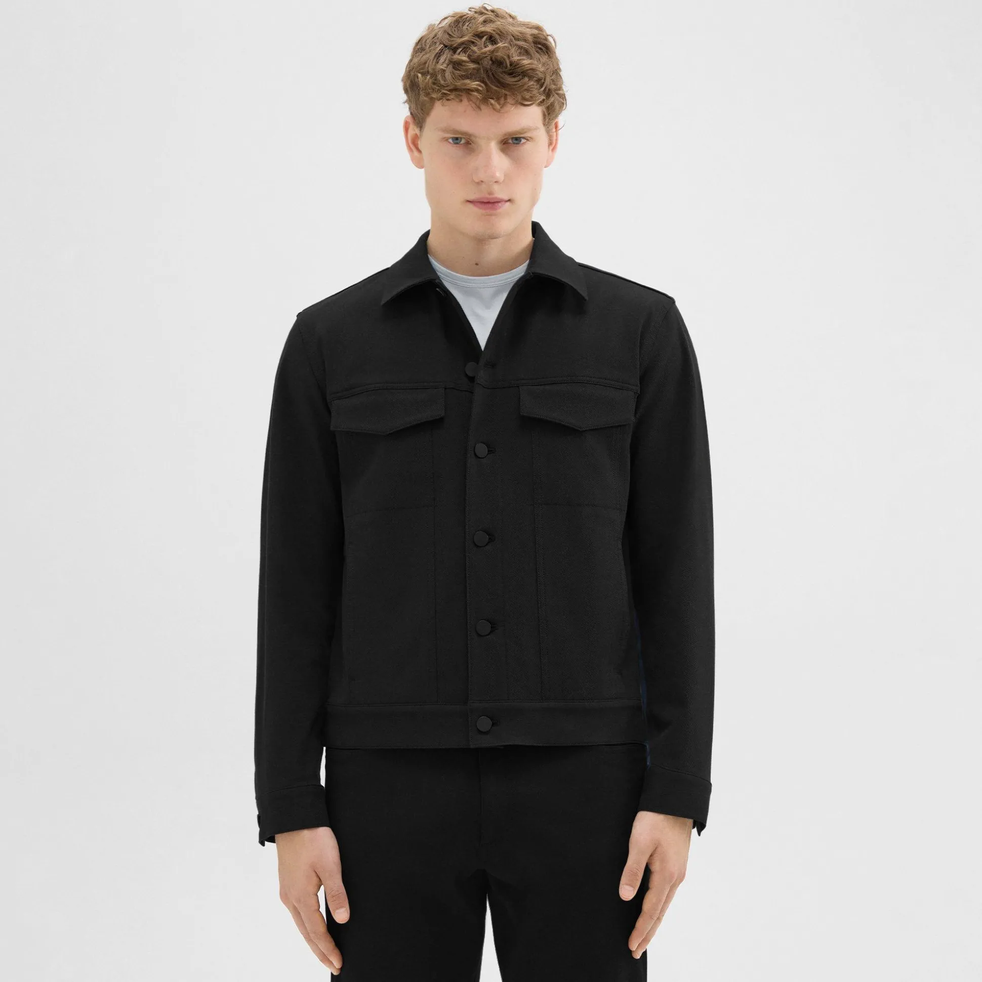 Theory River Trucker Jacket In Neoteric Twill-Men Outerwear|Blazers + Jackets