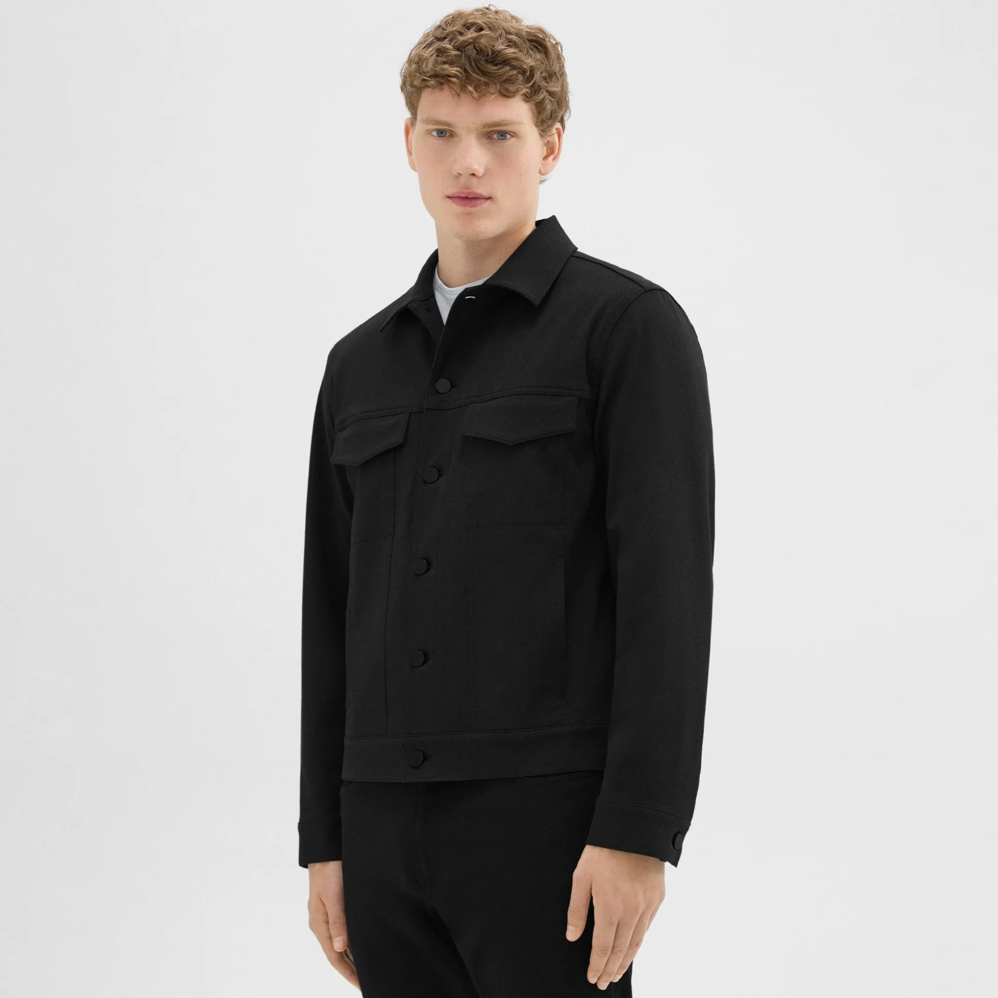 Theory River Trucker Jacket In Neoteric Twill-Men Outerwear|Blazers + Jackets