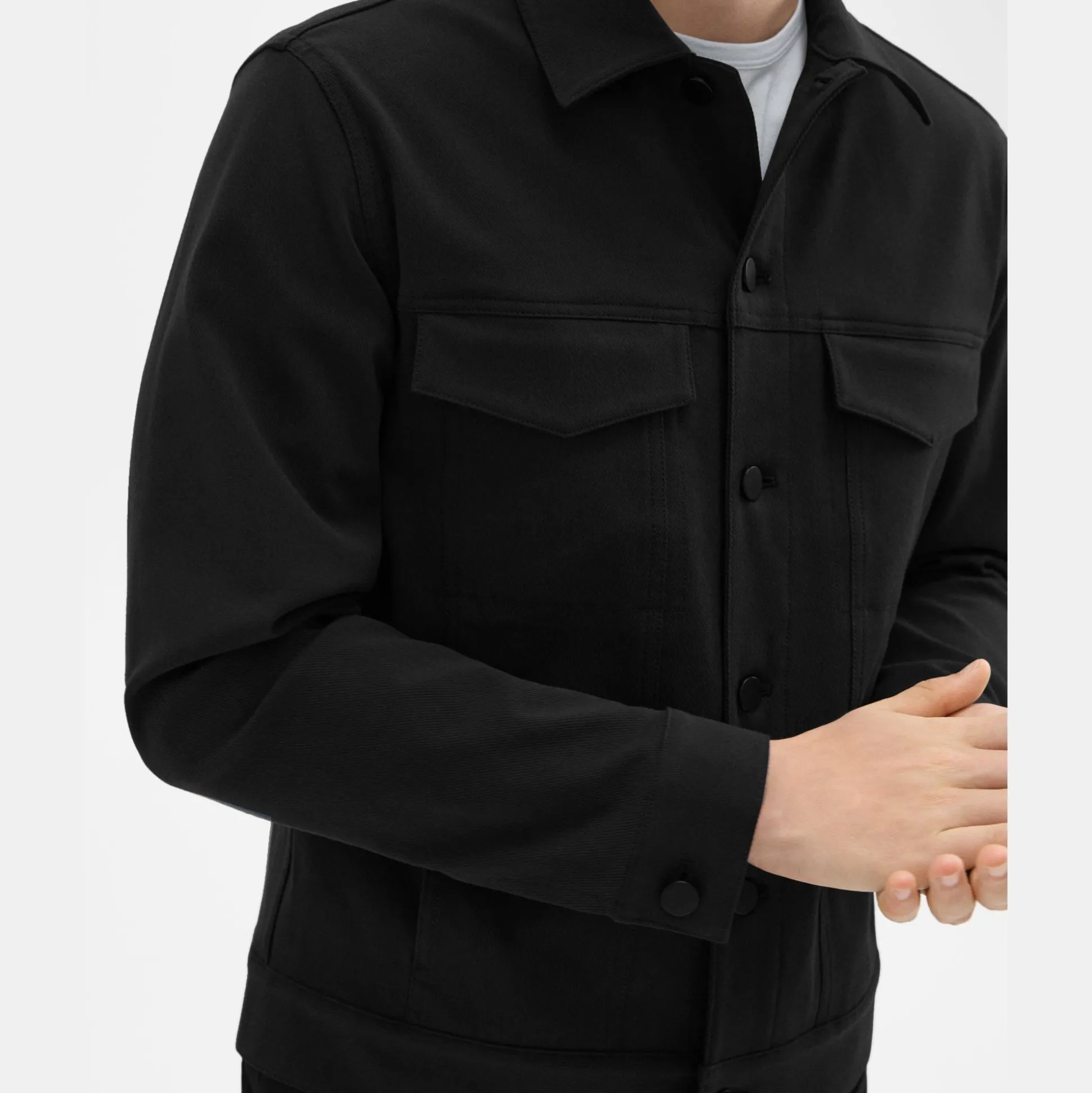 Theory River Trucker Jacket In Neoteric Twill-Men Outerwear|Blazers + Jackets