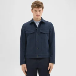 Theory River Trucker Jacket In Neoteric Twill-Men Outerwear|Blazers + Jackets