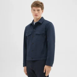 Theory River Trucker Jacket In Neoteric Twill-Men Outerwear|Blazers + Jackets