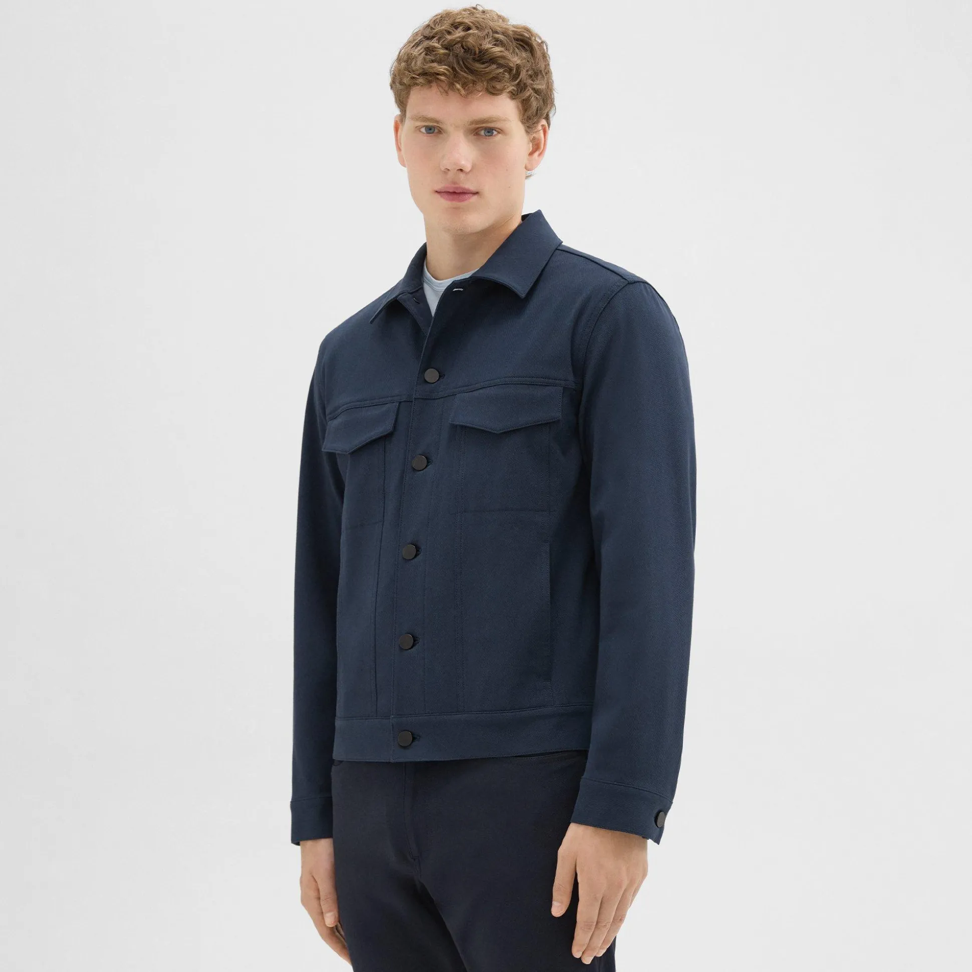 Theory River Trucker Jacket In Neoteric Twill-Men Outerwear|Blazers + Jackets