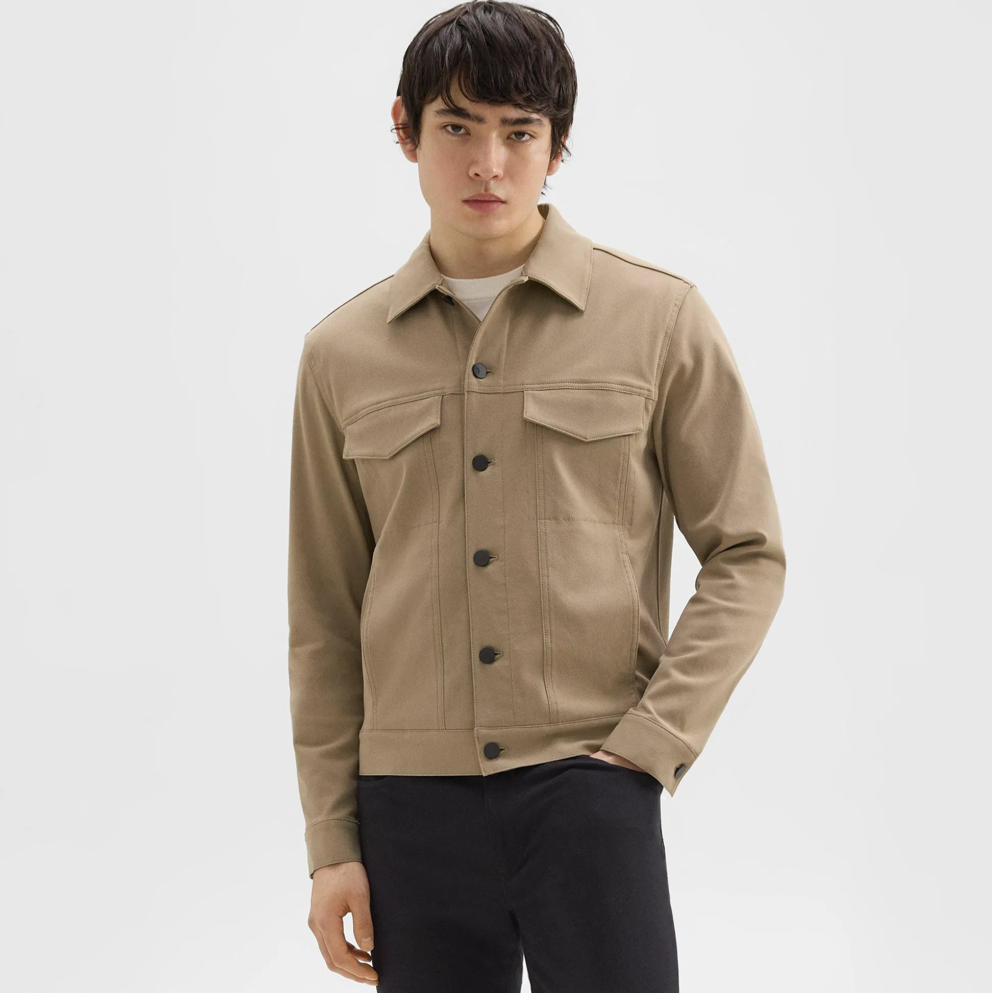 Theory River Trucker Jacket In Neoteric Twill-Men Outerwear|Blazers + Jackets