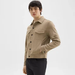 Theory River Trucker Jacket In Neoteric Twill-Men Outerwear|Blazers + Jackets