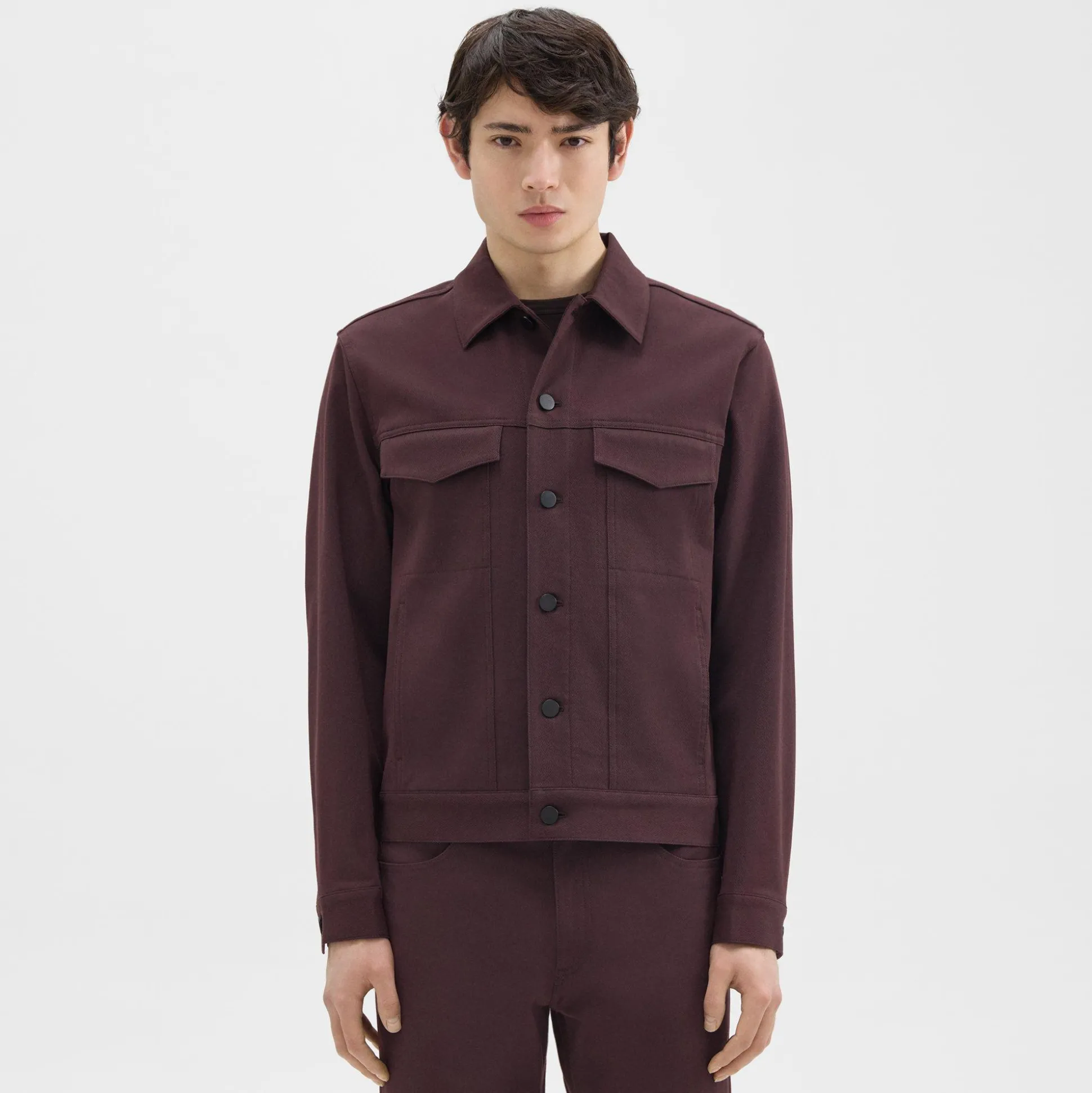 Theory River Trucker Jacket In Neoteric Twill-Men Outerwear|Blazers + Jackets