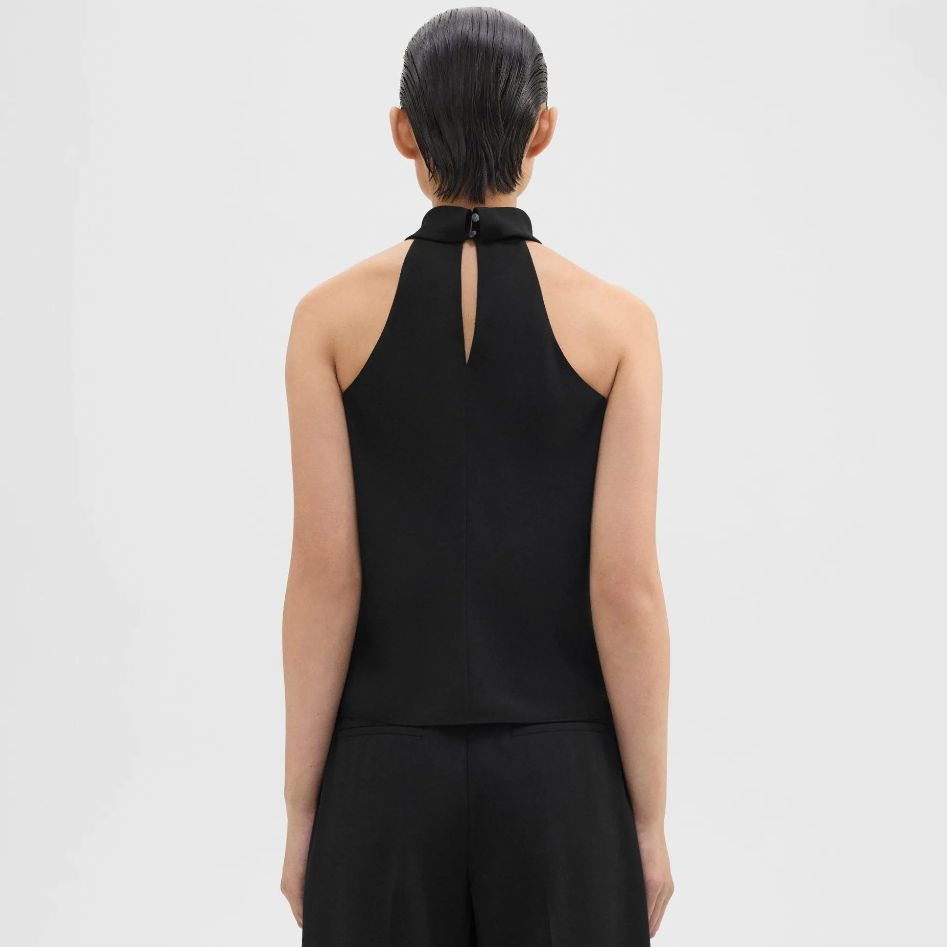 Theory Roll Neck Halter Top In Recycled Georgette-Women Tops