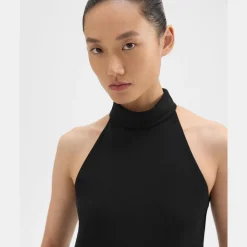 Theory Roll Neck Halter Top In Recycled Georgette-Women Tops