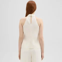 Theory Roll Neck Halter Top In Recycled Georgette-Women Tops