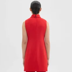 Theory Roll Neck Mini Dress In Admiral Crepe-Women Dresses