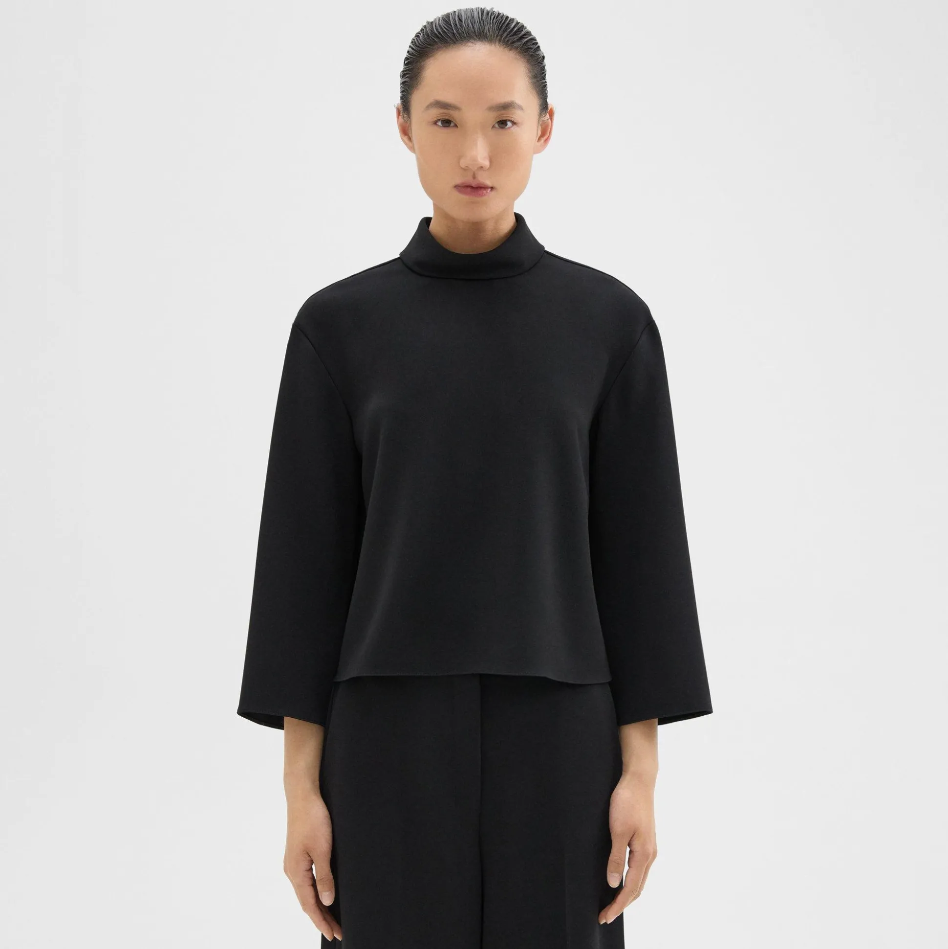 Theory Roll Neck Top In Admiral Crepe-Women Tops