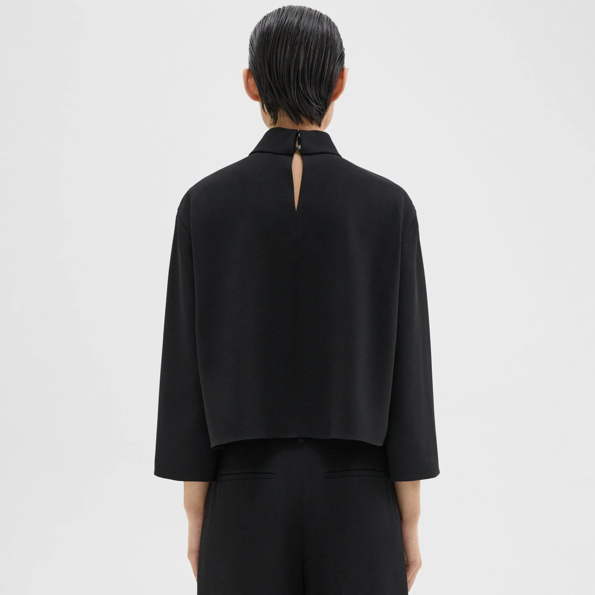 Theory Roll Neck Top In Admiral Crepe-Women Tops