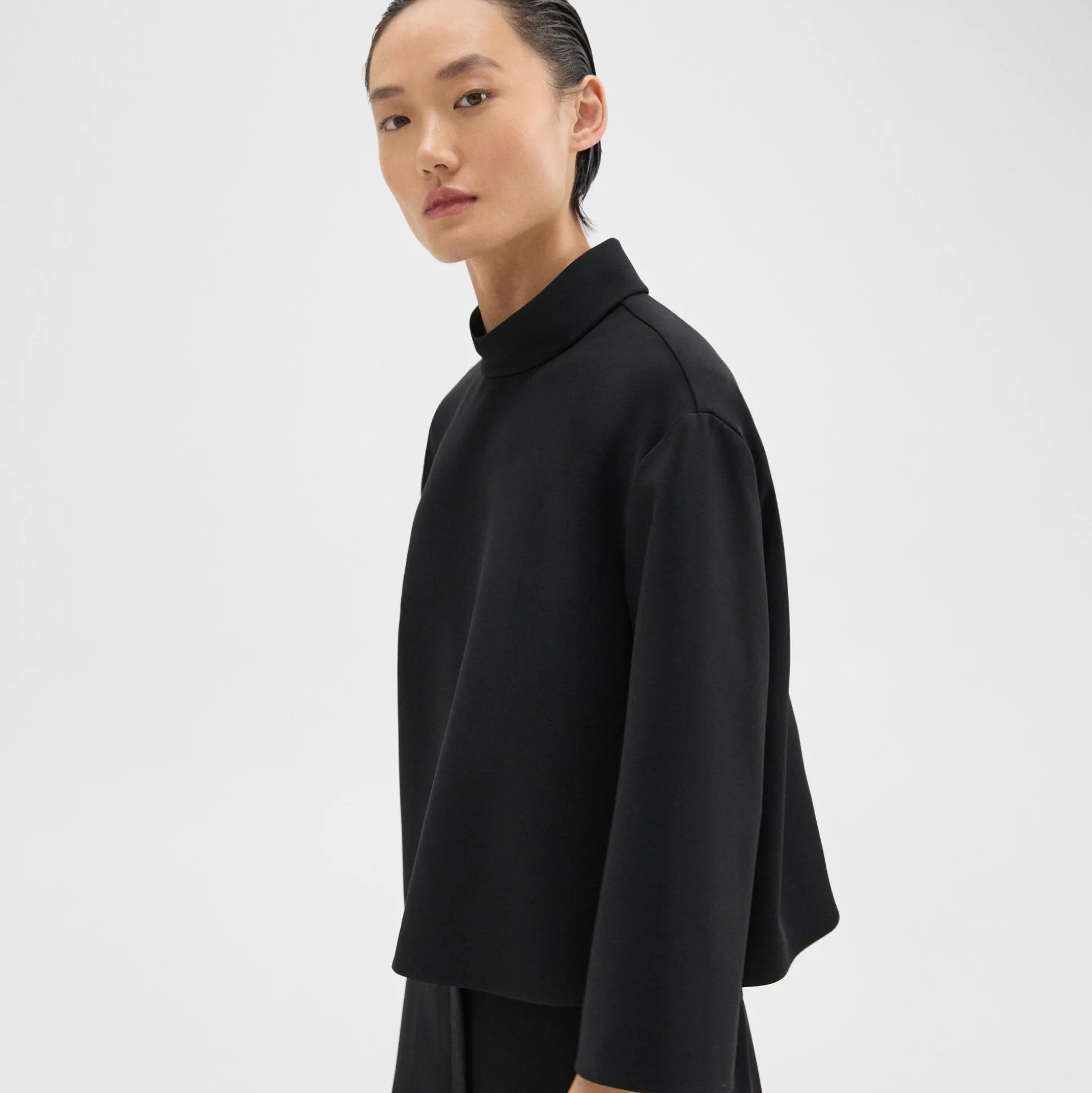Theory Roll Neck Top In Admiral Crepe-Women Tops