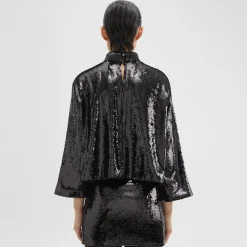 Theory Roll Neck Top In Recycled Sequins-Women Tops