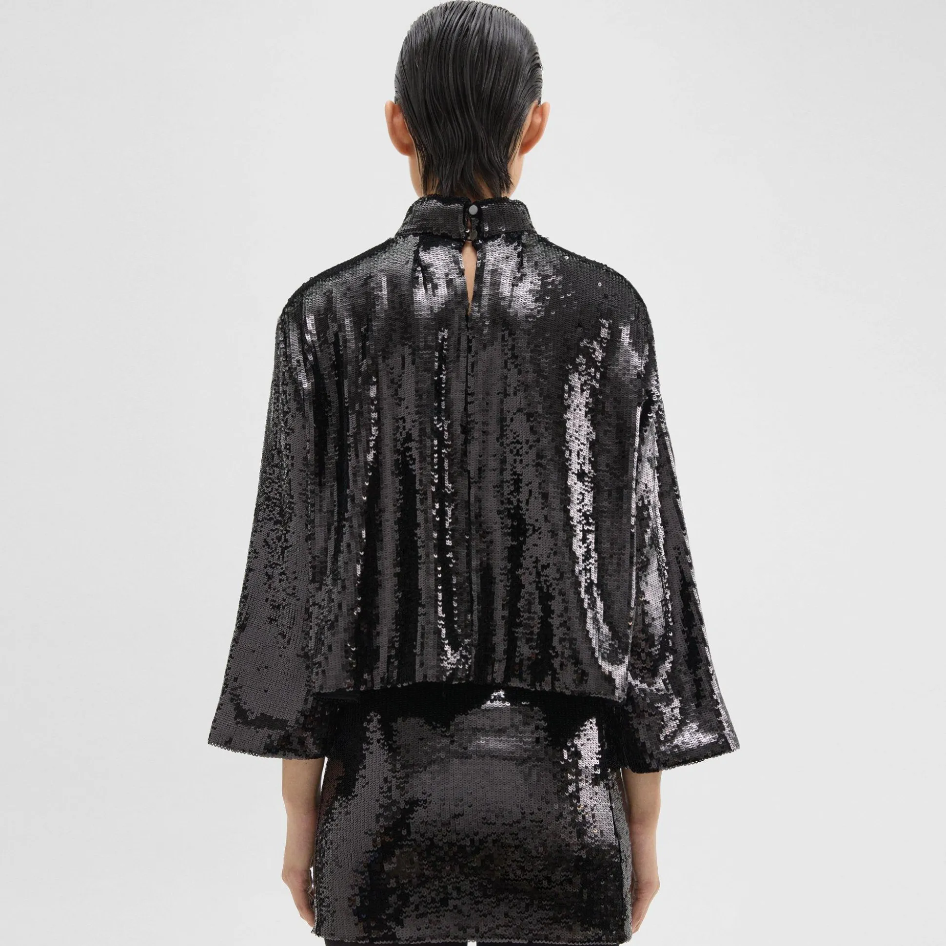 Theory Roll Neck Top In Recycled Sequins-Women Tops