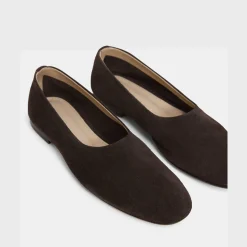Theory Round Flat In Suede-Women Shoes