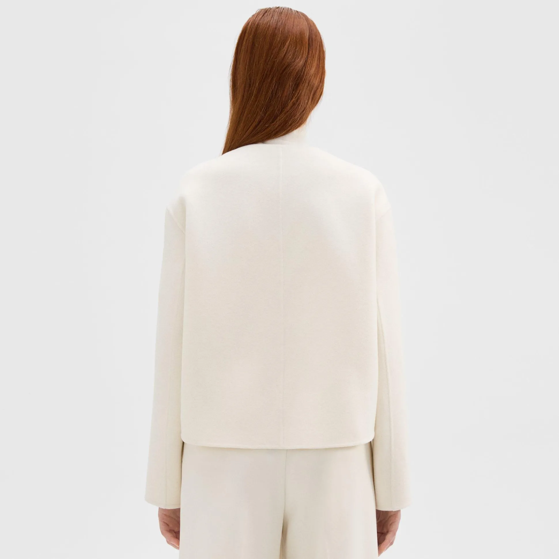 Theory Rounded Crop Jacket In Double-Face Wool-Cashmere-Women Outerwear