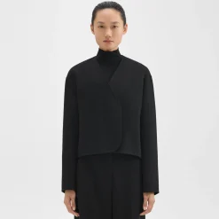 Theory Rounded Crop Jacket In Double-Face Wool-Cashmere-Women Outerwear