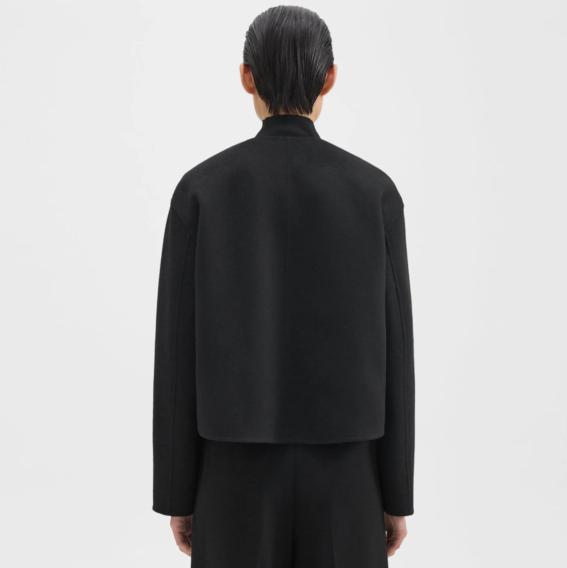 Theory Rounded Crop Jacket In Double-Face Wool-Cashmere-Women Outerwear