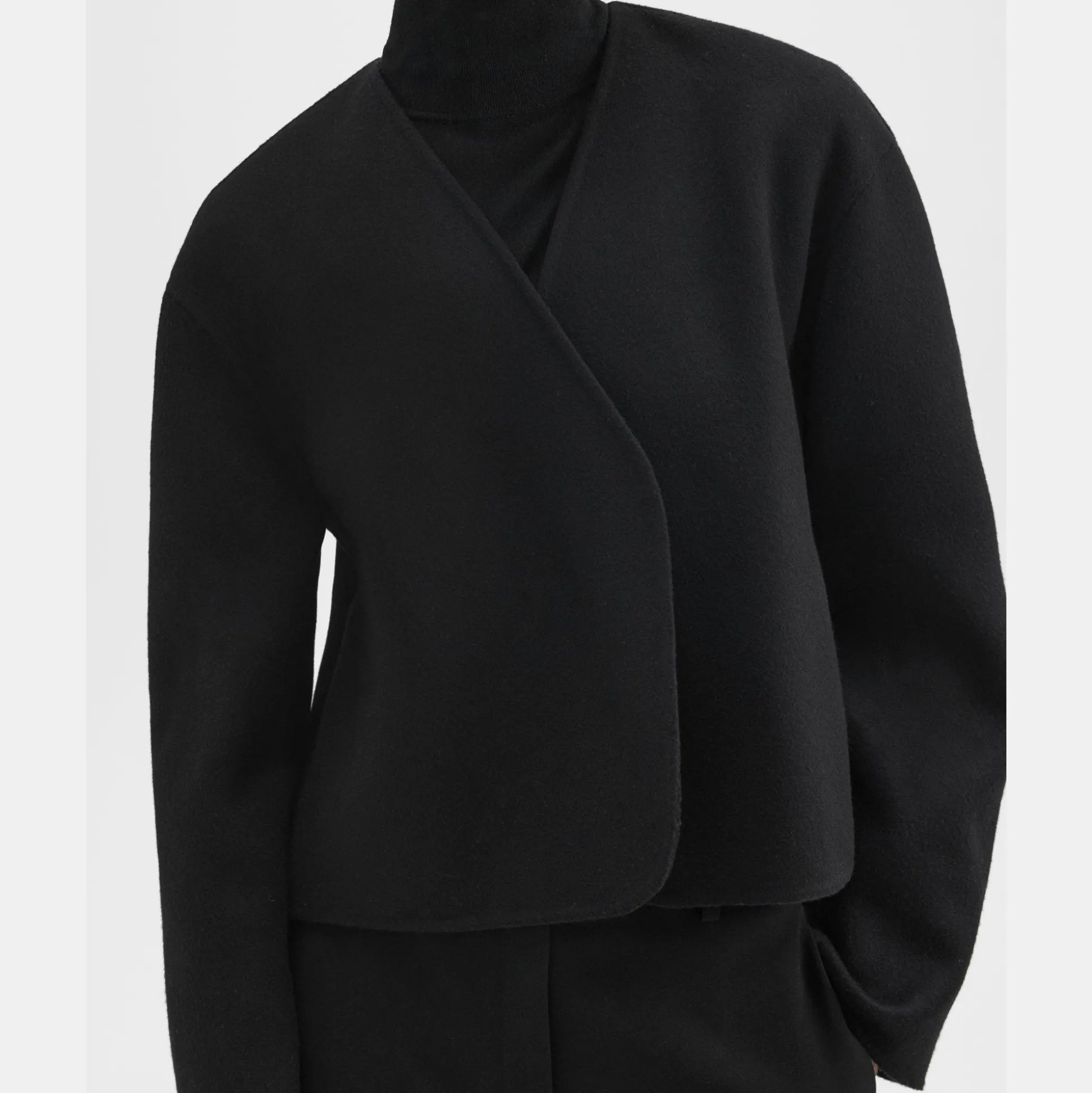 Theory Rounded Crop Jacket In Double-Face Wool-Cashmere-Women Outerwear