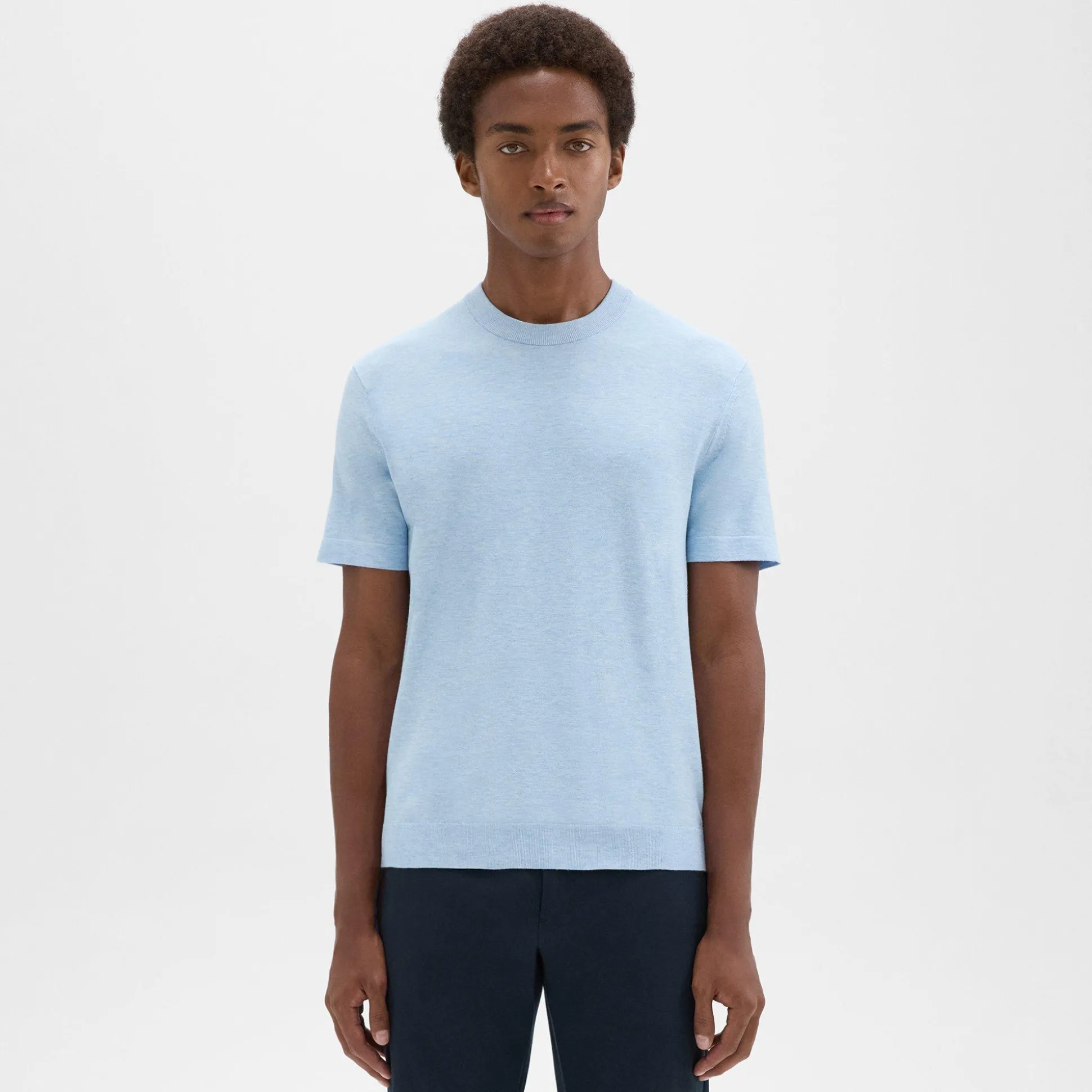 Theory Sarior Short-Sleeve Sweater In Light Bilen-Men T-shirts + Polos|Sweaters + Cardigans