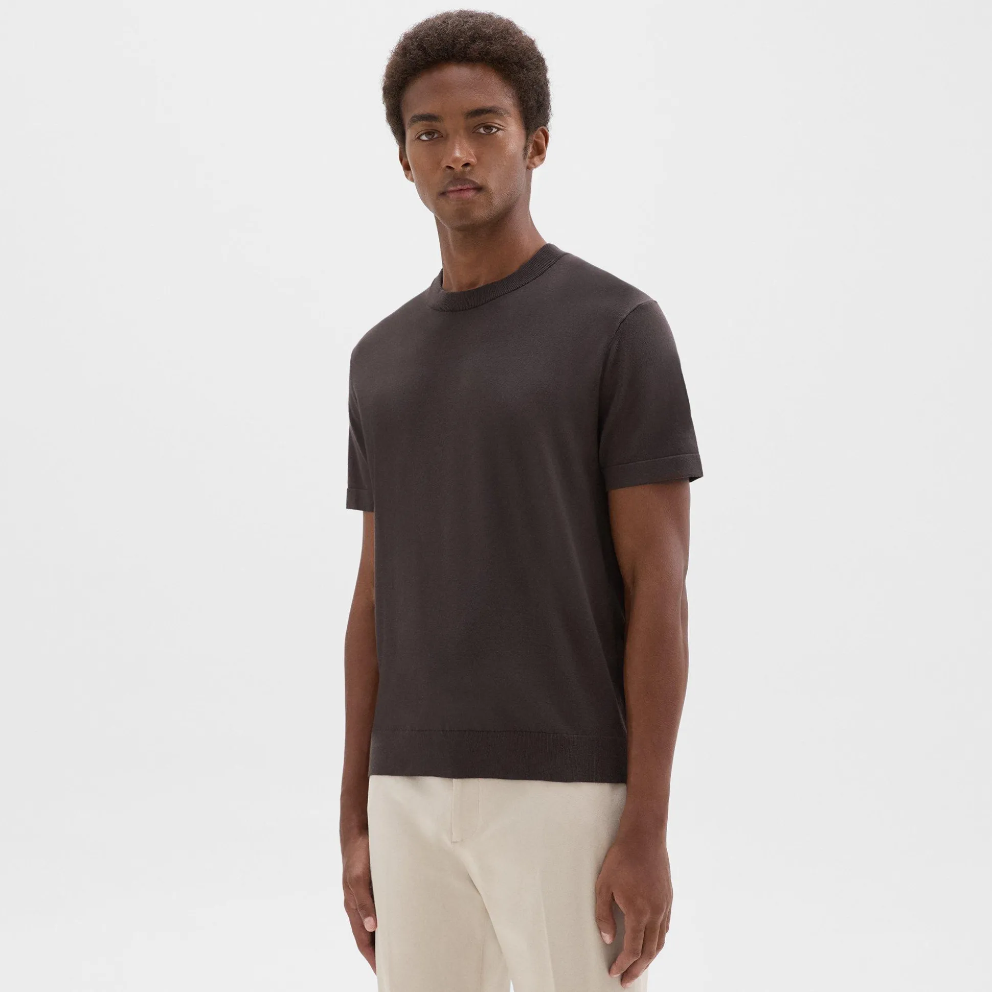 Theory Sarior Short-Sleeve Sweater In Light Bilen-Men Sweaters + Cardigans|T-shirts + Polos