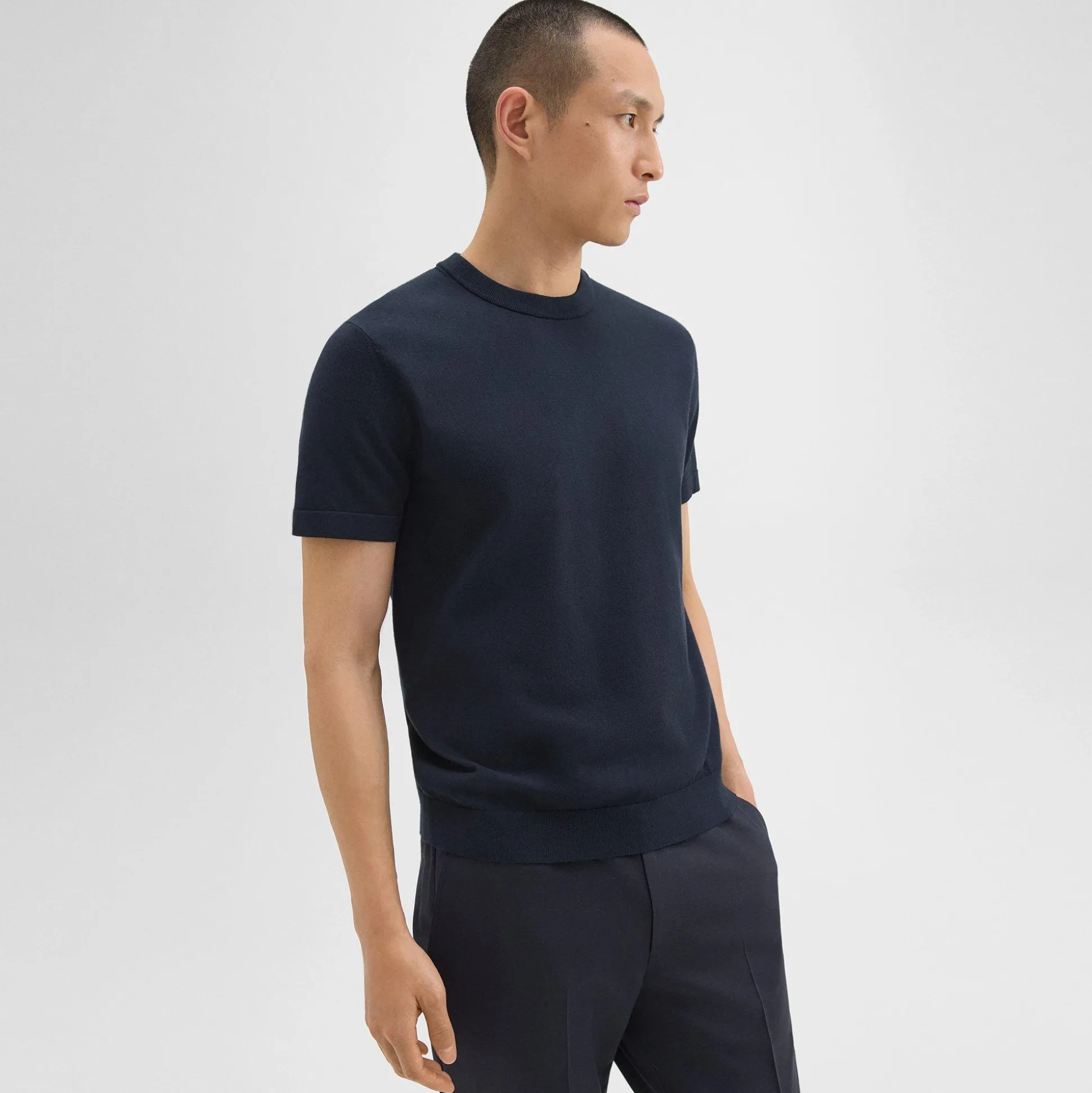 Theory Sarior Short-Sleeve Sweater In Light Bilen-Men Sweaters + Cardigans|T-shirts + Polos